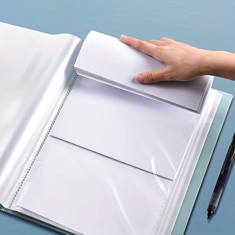 Datenbuch A4 in Blau mit transparentem Einsatz, mehrschichtiger klassifizierter Aufbewahrungsordner aus Kunststoff mit 60 Fächern - Bild 2