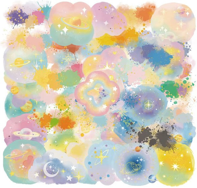 50 Stück Aquarell-Wolken Sticker aus transparentem PET, wasserfeste künstlerische Aufkleber in Multicolour für Tagebuch, Laptop und Notizbuch - Bild 1
