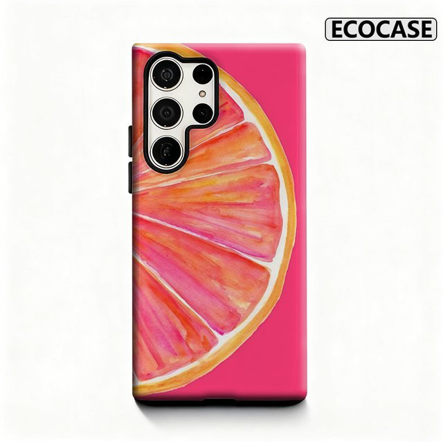 Potdemiel Handyhülle mit Aquarell-Grapefruit-Design in Pink für Samsung Galaxy S25 Ultra, S24 und S23 Ultra Plus mit glänzender doppellagiger Rückseite - Bild 1