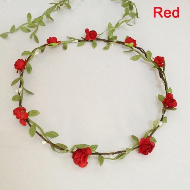 Blumen-Boho-Hochzeitsgirlande Stirnband, rot, Damen - Bild 1