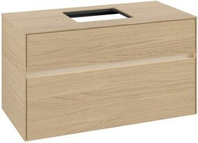 V&B Waschtischunterschrank Collaro mit Waschtisch und LED-Beleuchtung, B/H/T: 100 x 54,8 x 50 cm, Farbe: Nord Oak - Bild 1