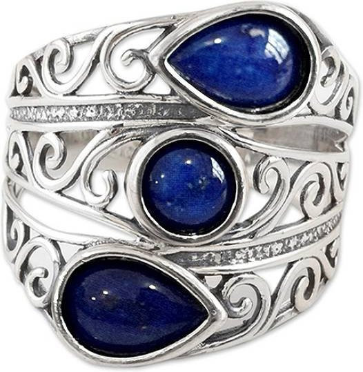 Huitan Ring, Vintage, Silber, blauer Stein, Damen - Bild 1