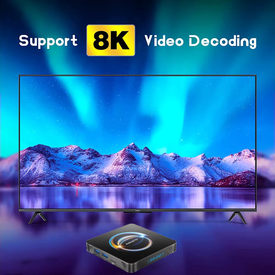 X66 Android TV Box Android 16 mit 8GB RAM und 256GB Speicher, 8K Unterstützung, Wifi 6 und Bluetooth 6.0, Schwarz - Bild 3