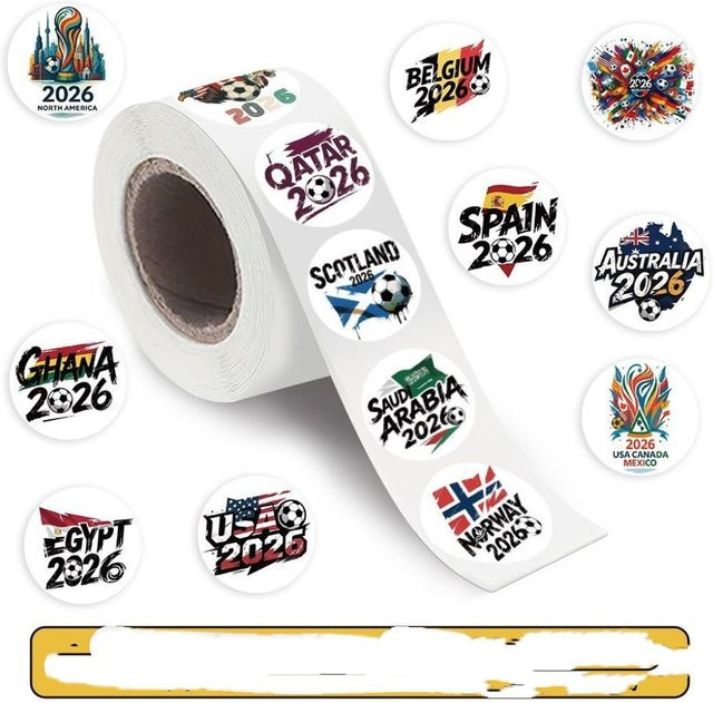 100 Stück Weltcup-Sticker mit Fußballstars als runde Aufkleber in Multicolour - Bild 1