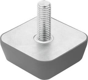 KIPP Gummipuffer Viereckig M12x37 Ø 80 H 30 aus Edelstahl A4 1.4401 in Silber/Grau - Bild 1