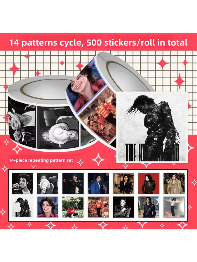 500 Michael Jackson Filmaufkleber in Multicolour mit 14 verschiedenen Designs zum Dekorieren von Desktop-Artikeln - Bild 7