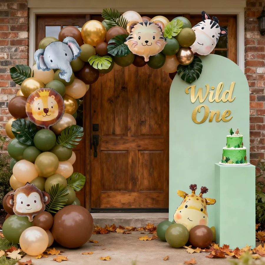 QIFU Dschungeltier-Kopf Folienballons in Mehrfarbig für Safari-Geburtstagsfeiern und Babypartys - Bild 4