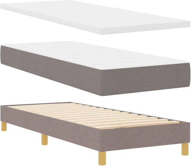 vidaXL Boxspringbett mit Matratze und Kopfteil in Taupe, B/T: 80 x 200 cm - Bild 1