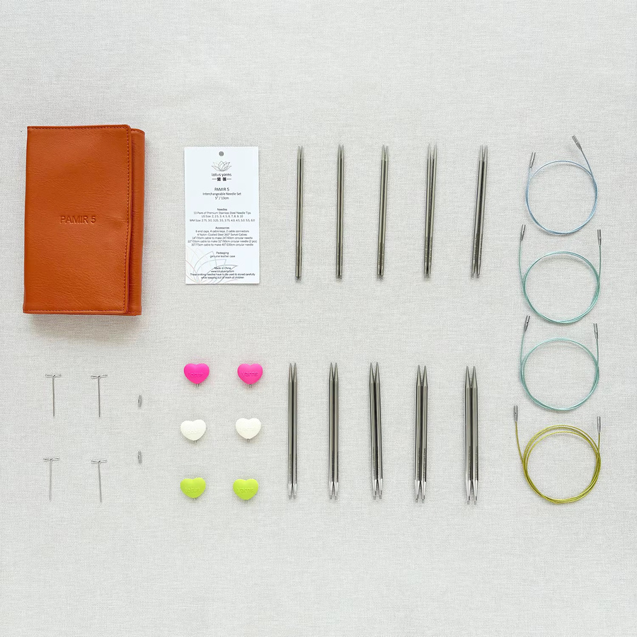 Lotus Garns PAMIR 5 Set mit 10 Paar austauschbaren Rundnadeln aus Metall, Nadellänge: 11,5 cm - Bild 1