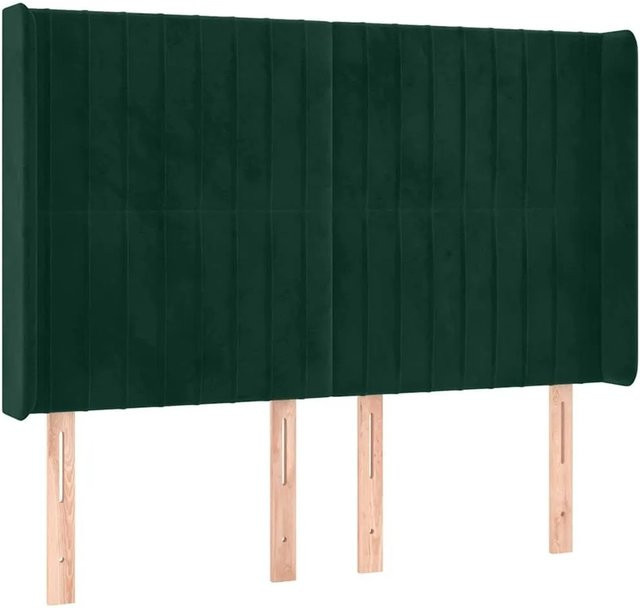 vidaXL Kopfteil mit Ohren in Dunkelgrün aus Samt, B/T/H: 147 x 16 x 118/128 cm - Bild 1