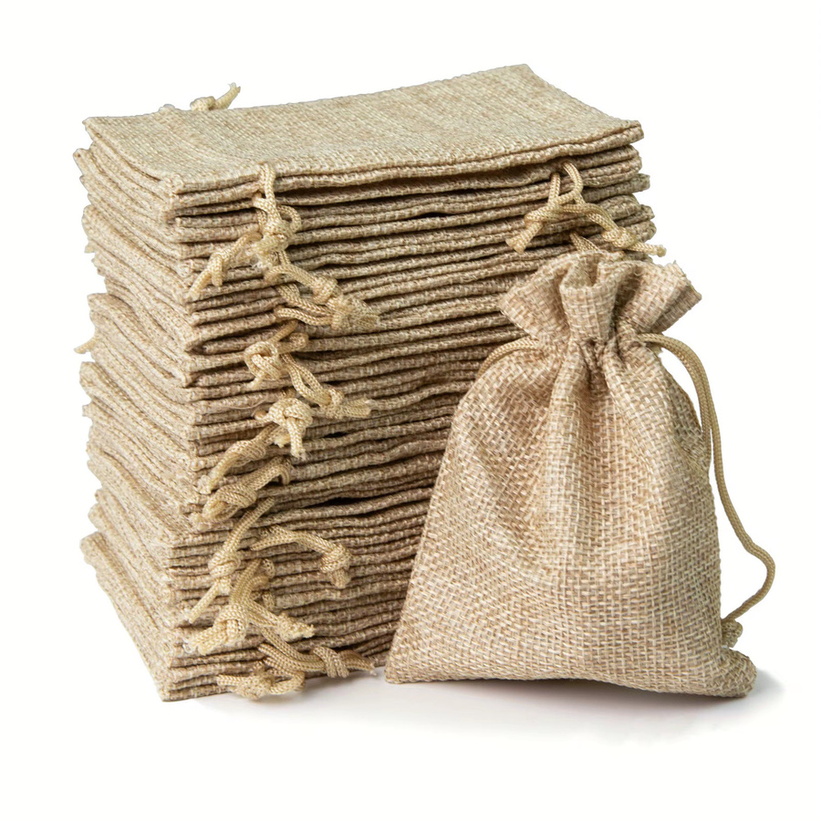 SHISHI Jutebeutel mit Kordelzug in Beige als Geschenk- und Aufbewahrungsbeutel für Schmuck oder Süßigkeiten - Bild 2