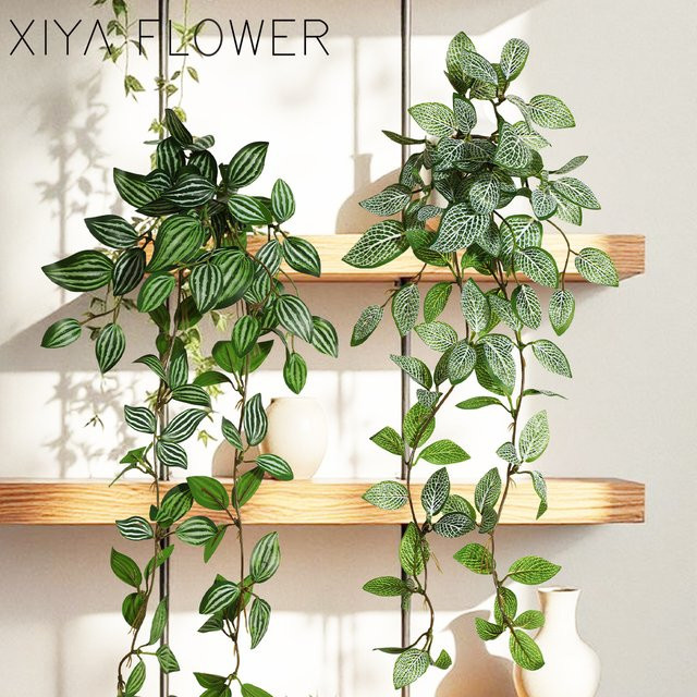 XIYA FLOWER Künstliche Hängende Graspflanze Zebrina Peperomia Fittonia aus PE-Material für deine Heim- und Gartendekoration in Grün - Bild 1
