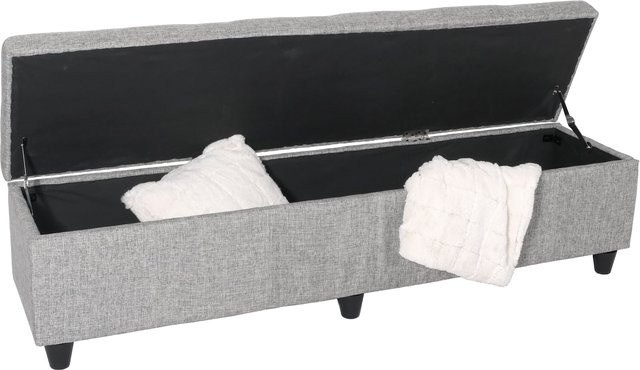 MCW Aufbewahrungstruhe Kriens XXL Sitzbank aus Stoff mit Schriftzug in Beige oder Grau, B/H/T: 160 x 45 x 45 cm - Bild 1