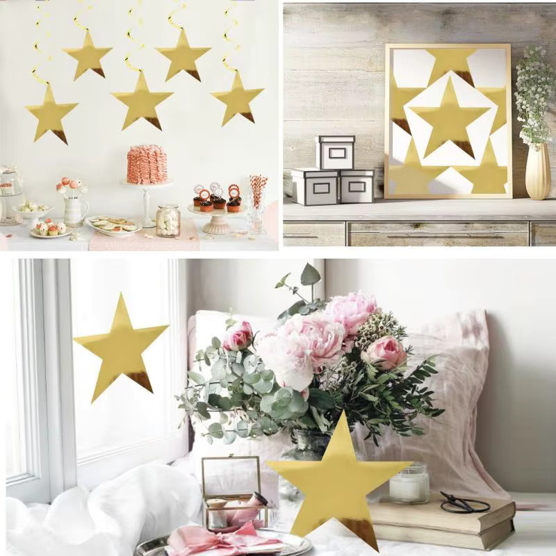 Glänzende Goldfolie Sternausschnitte als beschreibbare DIY Dekoration für Silvester, Geburtstage und Partys - Bild 3