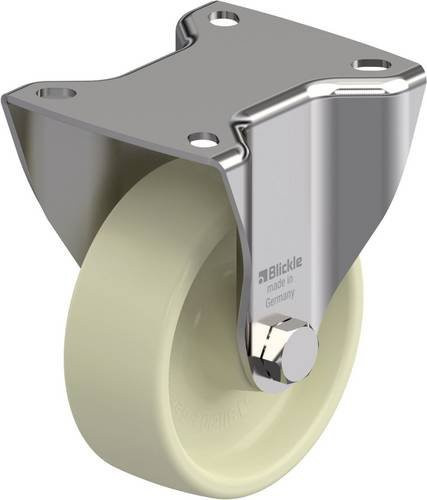 Blickle Schwerlast-Bockrolle 908563 BKX-POH 102G-1 in Weiß mit Edelstahl ausführender Rad-Durchmesser: 100 mm und einer Tragfähigkeit von 300 kg - Bild 1