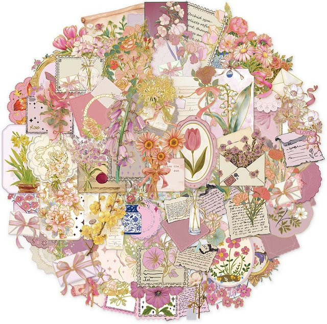 50 Stück Goldene Blumen Heißpräge-Aufkleber für DIY-Projekte und kreative Gestaltung von Telefonhüllen, Laptops oder Gepäck - Bild 1