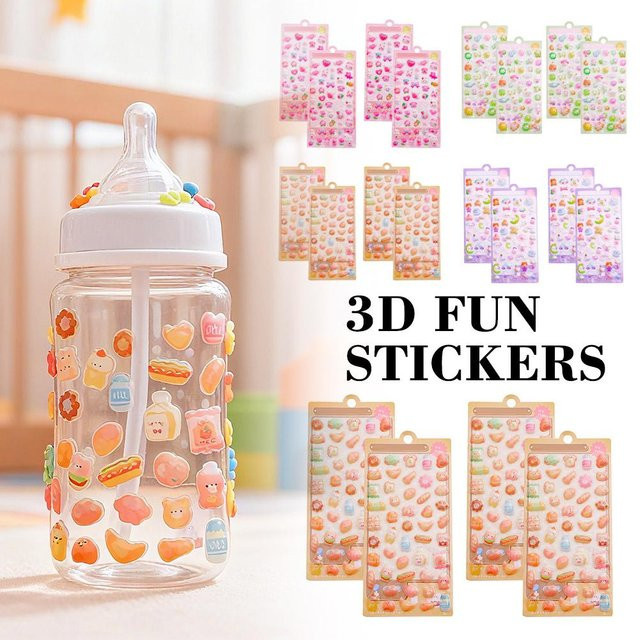 4er Pack 3D Cartoon Relief Aufkleber mit Katzen, Welpen und Kaninchen als DIY Kristall Gelee Patches in Multicolour - Bild 1