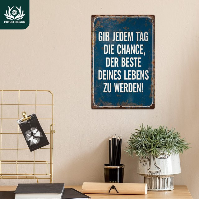 Putuo Decor Vintage Metallblechschild mit sarkastischem Zitat als Wanddekoration in Blau, Rechteckig, Breite: 30 cm, Höhe: 20 cm - Bild 1