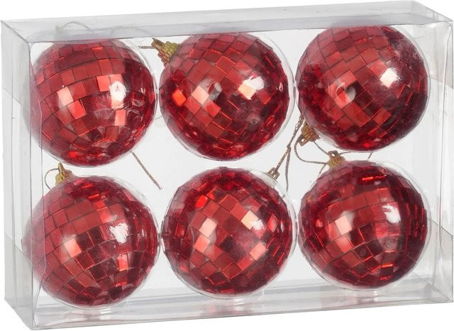 Mica Decorations Ornament Spiegelkugeln Rot, 6 Stück, Durchmesser: 6 cm - Bild 1