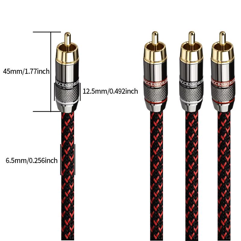 YYTCG RCA Audio Kabel 2 RCA zu 2 RCA Interconnect Kabel HIFI Stereo 4N OFC Stecker auf Stecker für Verstärker DAC TV und Auto Audio - Bild 3