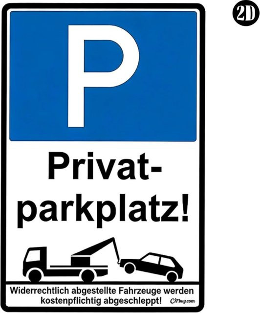 CIFBUY Retro Metallschild Deutsches Privatparkplatz-Schild als Wanddekoration in Blau, 20 x 14 cm - Bild 1