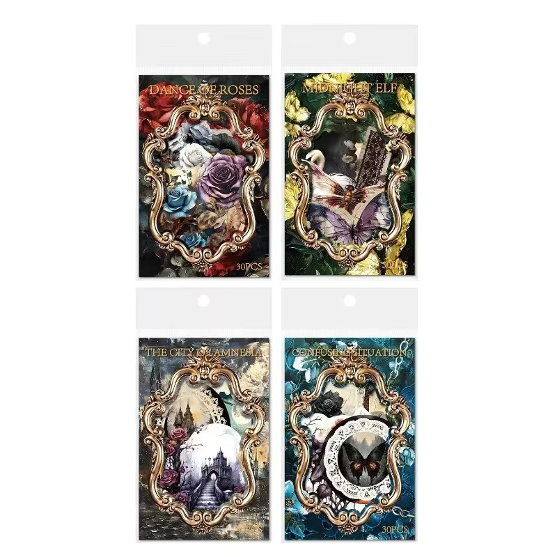 30 Stück YCDBTH Vintage Aufkleber Set Dark Art Series in 4 Stilen, Multicolour, B: 14,3 cm, H: 9,6 cm - Bild 4