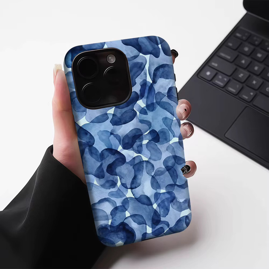 Must Magnetische Handyhülle Indigo Aquarell für Apple iPhone 17 16 15 14 13 Pro Max Plus, Robuste Doppel-Schicht-Hülle, Blau - Bild 4