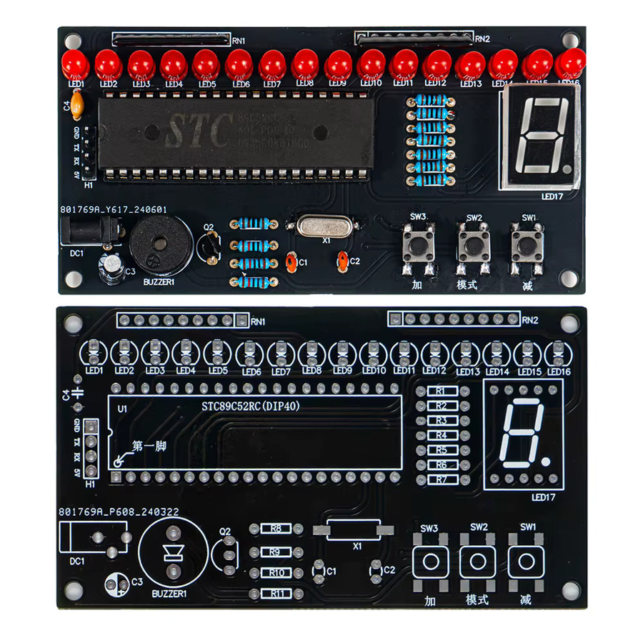 UICPAL DIY Elektronik-Bausatz mit STC89C52RC PCB, Einstellbare Geschwindigkeit und LED-Musik-Lauflicht, DC5V Löt-Übungsset - Bild 3