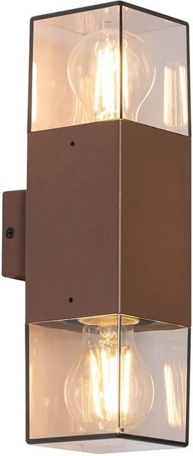 QAZQA Außenwandleuchte Industrial im Dänemark-Stil, 2-flammig, Rostbraun mit Rauchschirm, IP44, dimmbar, E27 - Bild 1