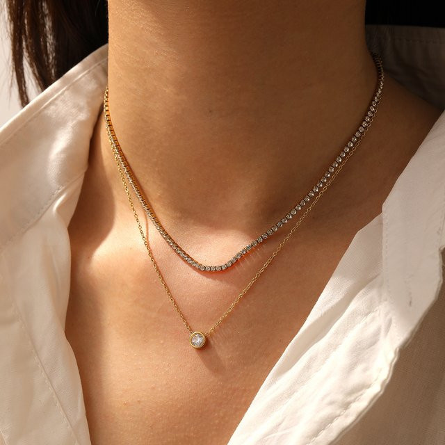 DIEYURO Halskette Edelstahl, Gold, Zirkonia, Damen - Bild 1