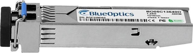 BlueOptics BO05C13640D SFP Transceiver Kompatibel mit Level One 55113107, LC-Duplex, 1000BASE-LH, Singlemode Fiber, 1310nm, 40KM, DDM, Farbe: Silber - Bild 1