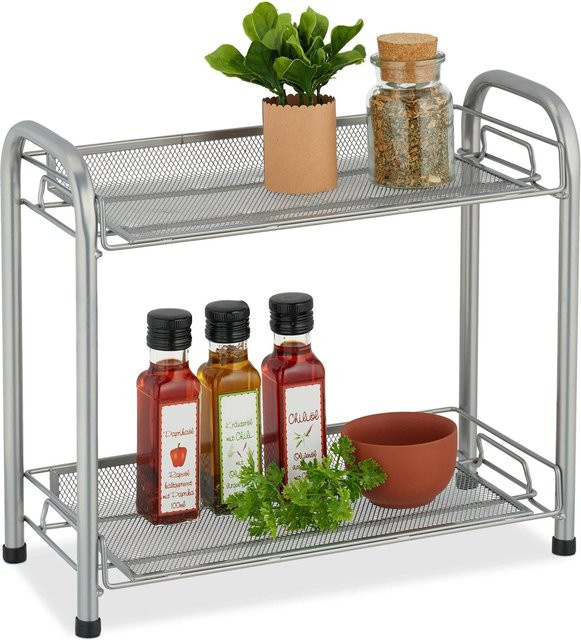 Relaxdays Gewürzregal aus Metall in Silber, freistehend mit Mesh-Design, B/T/H: 37 x 32 x 17 cm - Bild 1