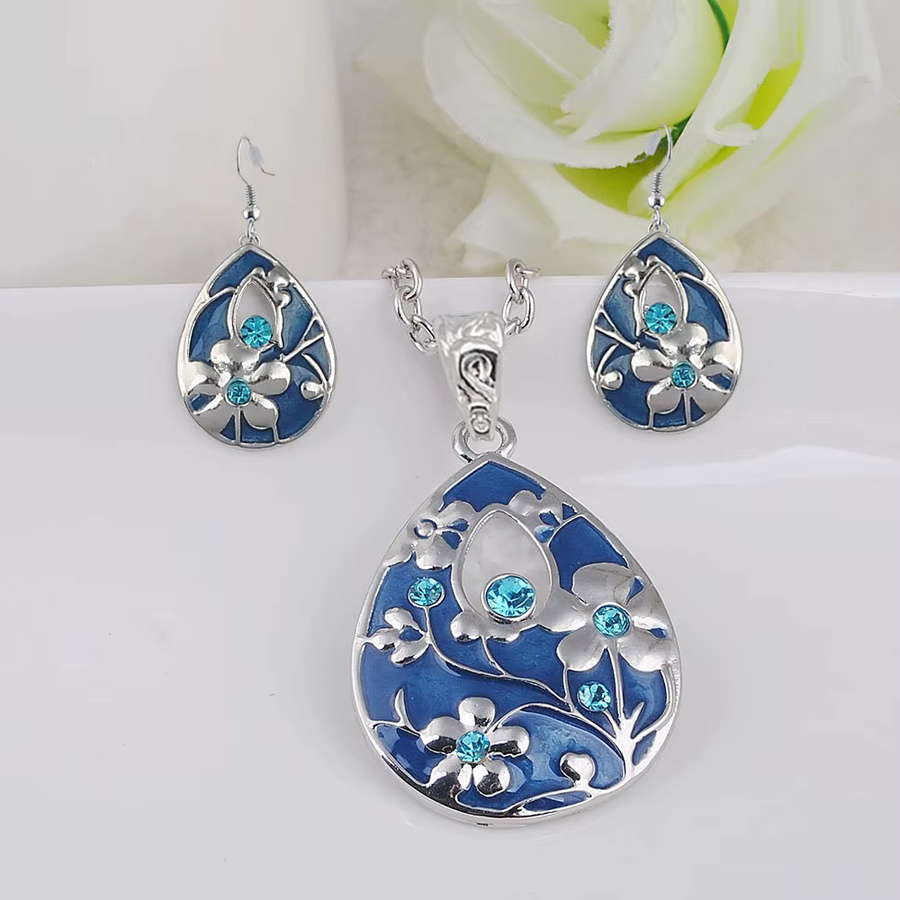 sticks jewelry Schmuck-Set, 2-farbiges Wassertropfen, Halskette und Ohrringe, Damen - Bild 2