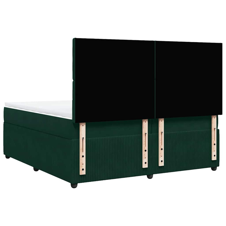 vidaXL Boxspringbett mit Matratze aus Samt in Dunkelgrün, B/T/H: 200 x 200 x 140,5 cm - Bild 4