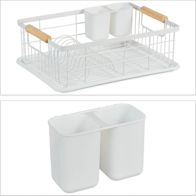 Relaxdays Abtropfgestell mit Auffangschale Weiß B: 42 cm, T: 31 cm, H: 15,5 cm - Bild 1