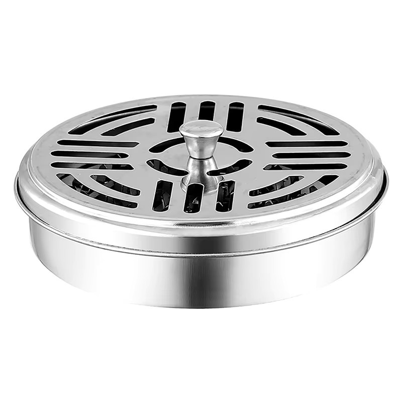 Hoeaden Mückenspulen-Halter mit Abdeckung in Silber für Camping und Outdoor - Bild 2