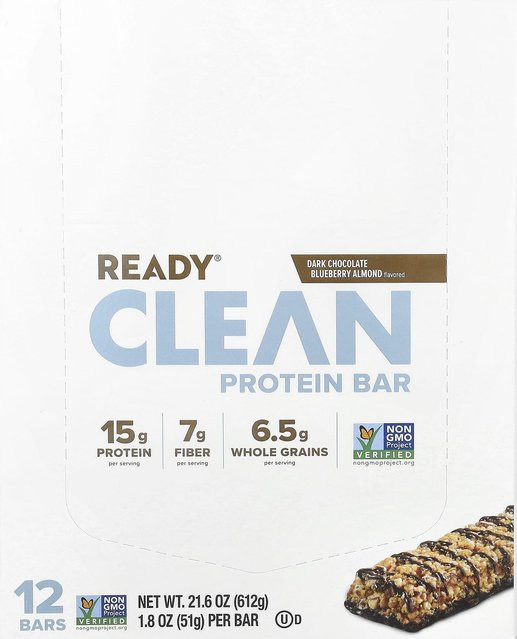 Ready Clean Protein Riegel Zartbitterschokolade Blaubeere Mandel 12 x 51 g - Bild 1