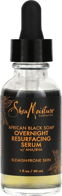 SheaMoisture Afrikanische Schwarze Seife Übernacht-Erneuerungsserum, 30 ml, AHA/BHA - Bild 1