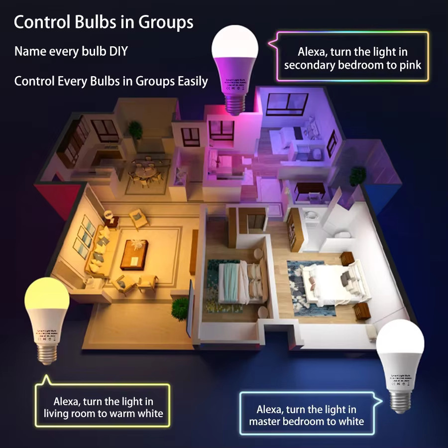 GGBEE Smart E27 LED-Lampe mit WLAN, Tuya und Smart Life App Steuerung, weiß, 12W, kompatibel mit Amazon Alexa und Google Assistant - Bild 4