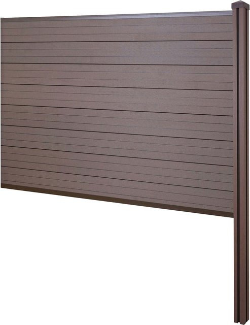 MCW WPC-Sichtschutz Savoie Zaun Windschutz Erweiterungselement mit WPC-Pfosten zum Einbetonieren, Farbe: Braun, Höhe: 188 cm - Bild 1