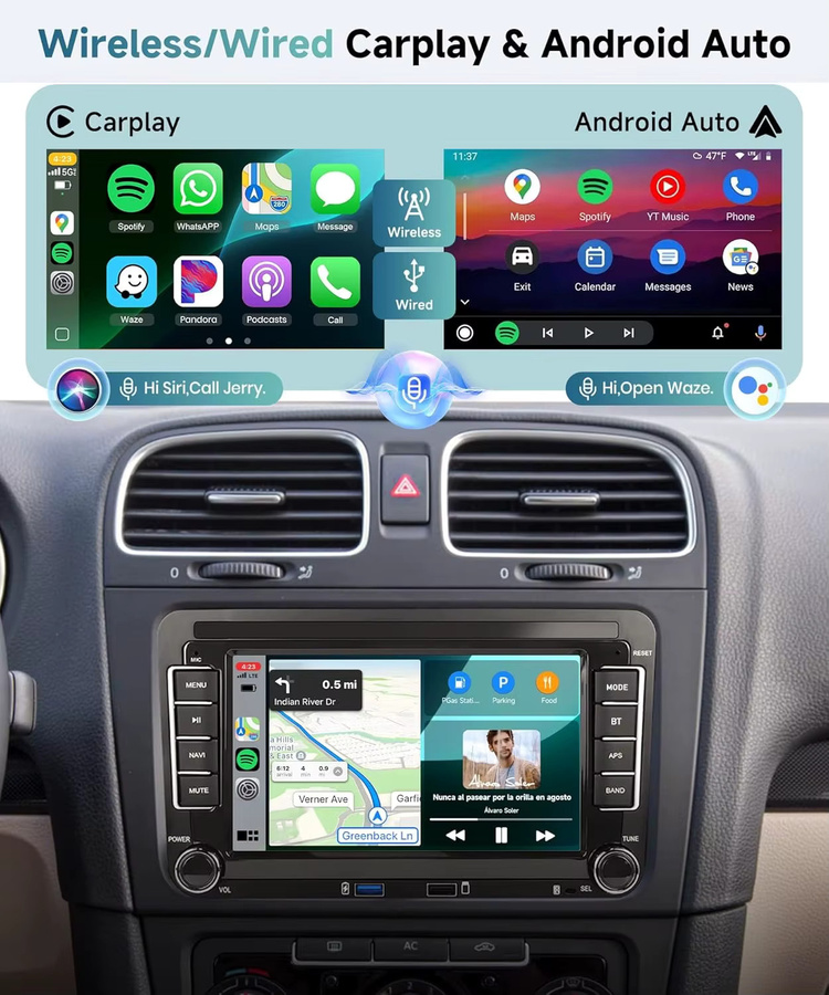 XFY 7-Zoll HD Auto-MP5-Player mit Bluetooth, FM-Radio, RDS, Mirrorlink und kabellosem Android Auto sowie Carplay in Schwarz - Bild 2