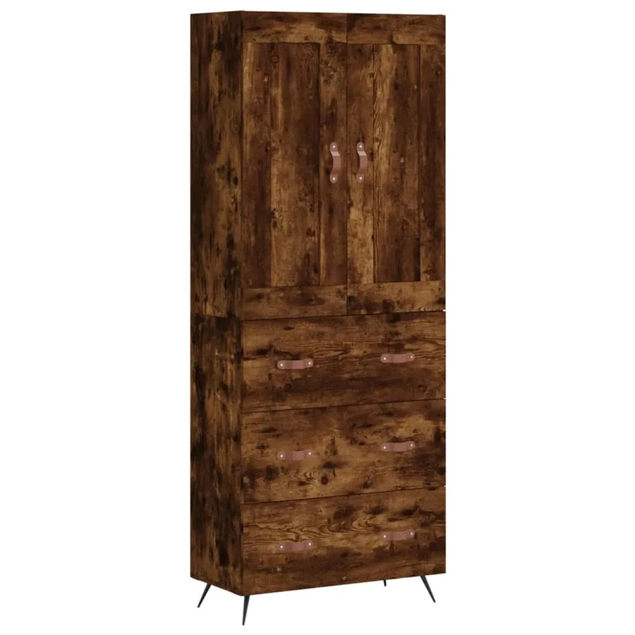 vidaXL Highboard Räuchereiche in Braun und Grau mit Türen und Regalböden, B/T/H: 69,5 x 34,0 x 180,0 cm - Bild 2