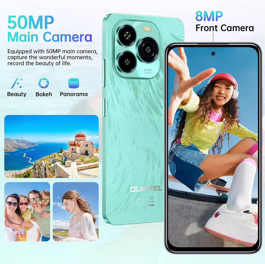 OUKITEL C65 Smartphone mit Android 15, 6,7 Zoll Display, 16GB RAM, 128GB ROM, 4G LTE, 5150mAh Akku, Grün - Bild 2