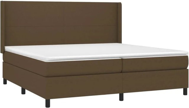 vidaXL Boxspringbett mit Matratze in Dunkelbraun, Hybridbett mit LED-Unterbettbeleuchtung und USB-Ladeport, B/T: 200 x 200 cm - Bild 1