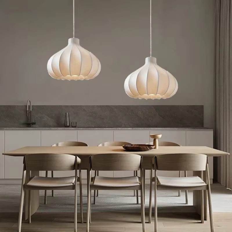 HomeLover Seidenkokon-Pendelleuchte in Weiß, minimalistische Seidenlaterne für Wohnzimmer und Schlafzimmer - Bild 1