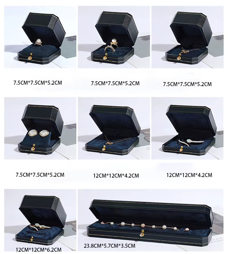 Achteckige Schmuckschatulle mit Tüll-Inlay zur Aufbewahrung von Ringen, Halsketten und Armbändern - Bild 4