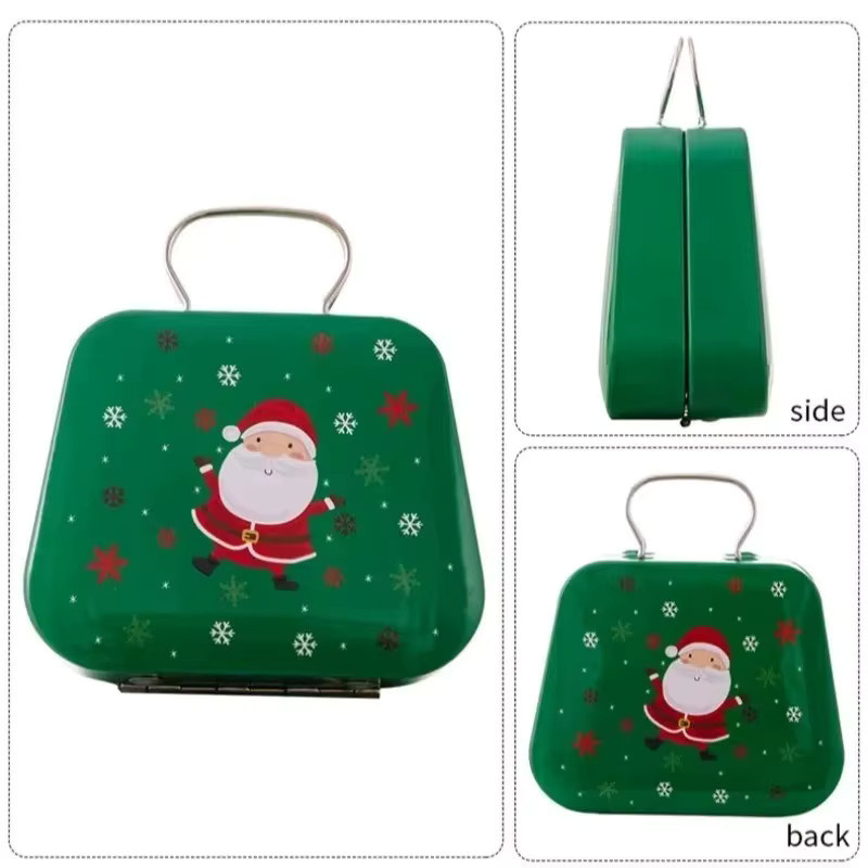 Dekorative Weihnachts-Geschenkbox in Form einer grünen Blechhandtasche für Partygeschenke und Tischdekoration - Bild 2