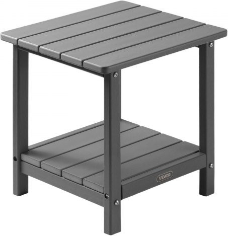 VEVOR Beistelltisch aus HDPE Kunststoff in Grau mit 2 Ablagen, B/T/H: 45 x 38 x 44 cm - Bild 1