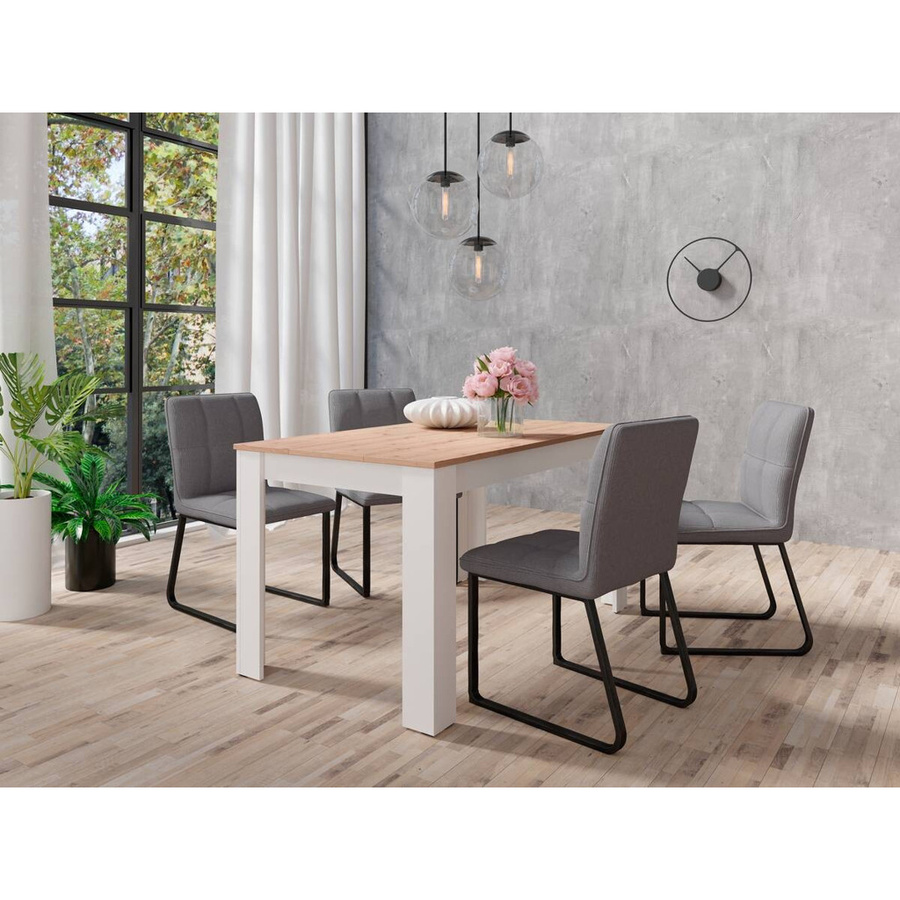 byLIVING Esstisch NORI modern, rechteckig, weiß/Eiche-Optik, B/T/H: 120 x 80 x 75 cm - Bild 2