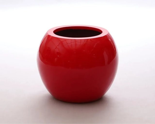 Pflanzkübel Ball aus Fiberglas von Elegant Einrichten in Rot Hochglanz, Durchmesser: 40 cm, Höhe: 32 cm - Bild 1